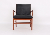 Colonial chair, PJ 149 mahogni og sort læder