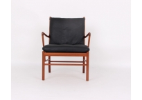 Colonial chair, PJ 149 mahogni og sort læder