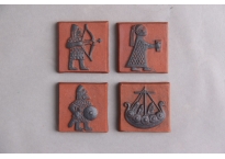 Thyssen Kerami, 4 tiles with Viking motifs